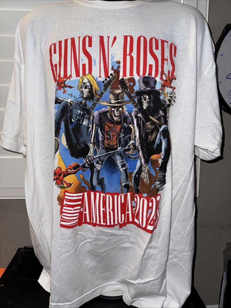 Official Guns N Roses 2023 North America Tour Shirt Size Large White New
