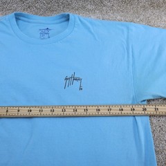Guy Harvey Mens Large Graphic T Shirt Blue Marlin Fish (see photo for flaw)