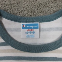 Champion Shirt Mens Large Green Striped Ribbed Collar Embroidered Logo Sport Tee
