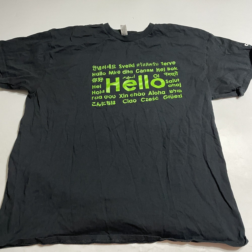 Cricket Wireless Employee Black HELLO SS Sign T Shirt Sz Large
