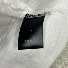 RHUDE Shirt Mens Large White Crest Patch Embroidered Slub Cotton Tee Streetwear