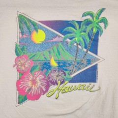 Vintage Hawaii Shirt Mens XL White Tropical Sunset Graphic 90s Floral Sailboat