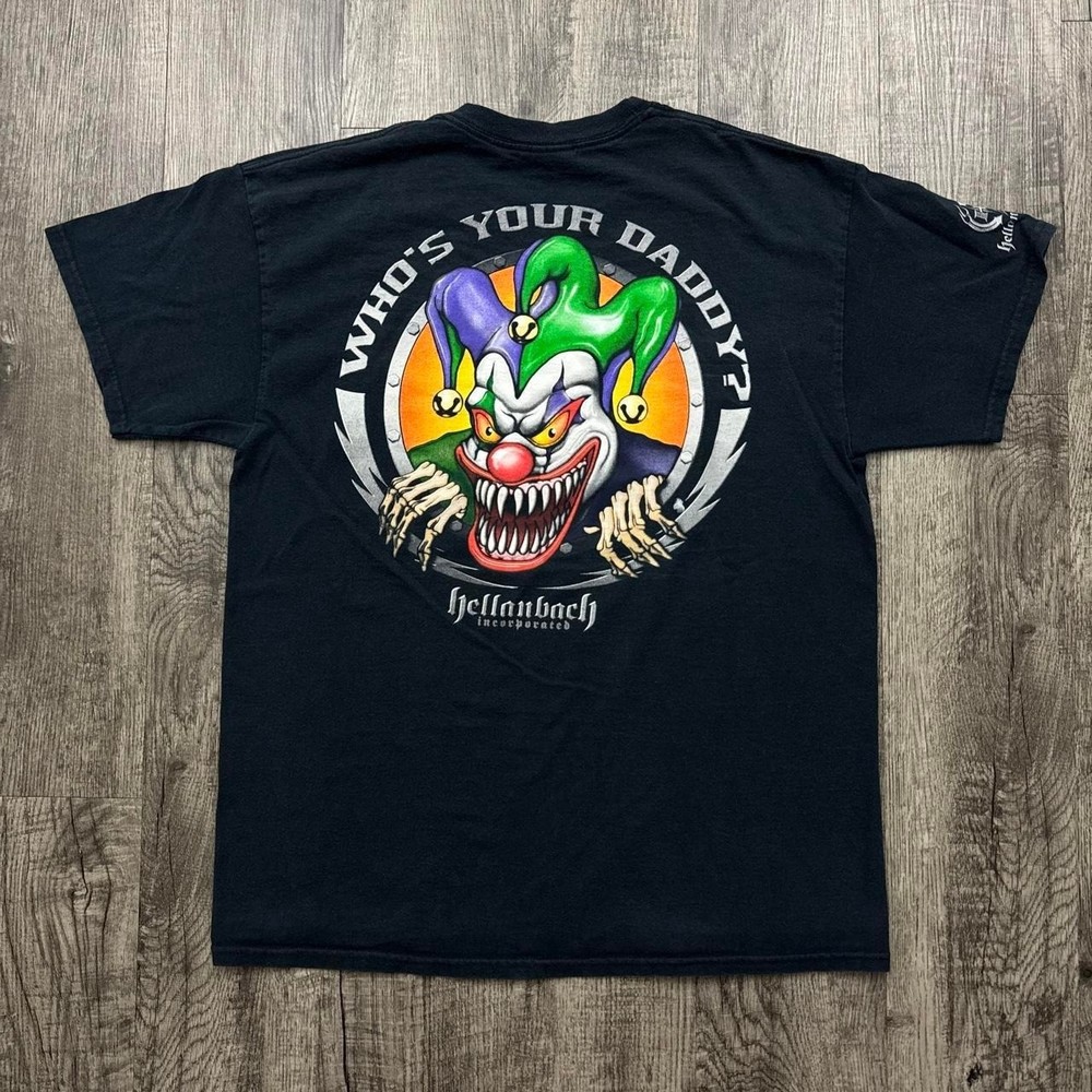 Hellanbach Joker Wicked Crazy Clown Graphic T-Shirt “Who’s Your Daddy?” L