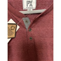 PX Clothing Mens XXL Burgundy Red Long Sleeve Henley Shirt Eco-Friendly 8PC1276M