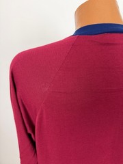 Vintage 90s Raglan Shirt Men Large Tall LT Minimal Ringer Burgundy Silky Acrylic