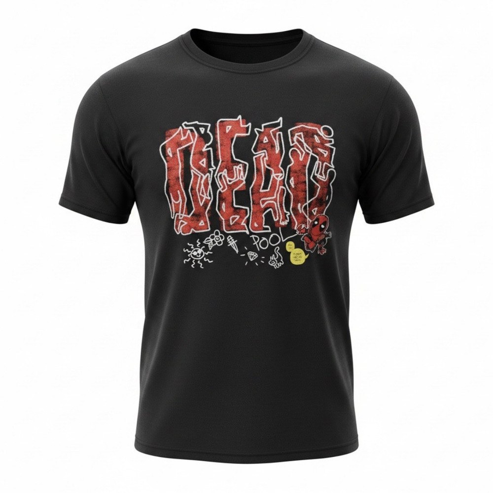 Marvel Deadpool Lootwear Original Black Graphic Tee Size M Crew Neck Cotton SS