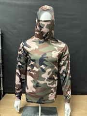 Hoodie Face Mask Long Sleeve T- Shirt 100% Polyester Material for UV Protection