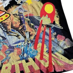 Billionaire Boys Club BBC T-Shirt Black Embroidered Earth UFO Space Graphic L