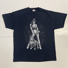 Vintage Tatted Skull Day Of The Dead Girl Pitbull Black T Shirt Size XL