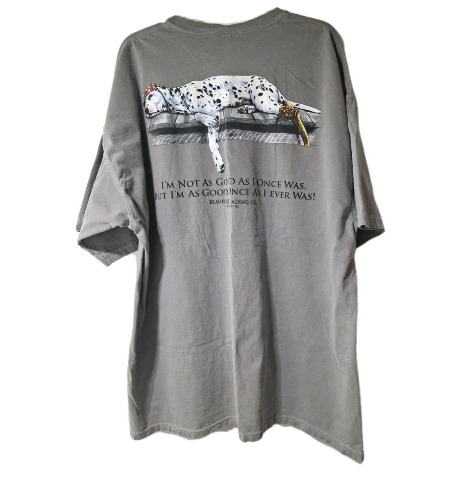 Vintage Y2K Pirate Sea Dog T Shirt Mens 3XL Gray Cotton Dalmatian Graphic Tee