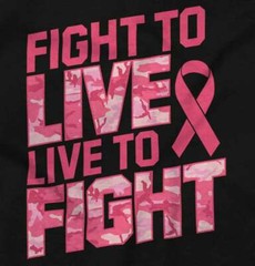 Fight to Live Live to Fight Breast Cancer Womens Graphic Crewneck T Shirt Tee