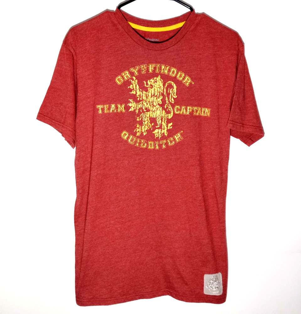 Men’s Red, Distressed Look Logo, Gryffindor Quidditch T-Shirt in Size Medium