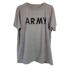 Vintage Army Black Marled Gray Spellout Ringer Tee T-Shirt Shirt Chest 48″