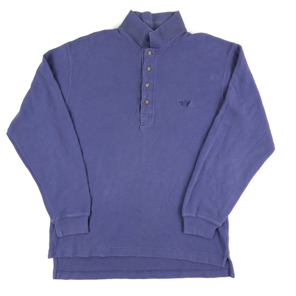 Vintage Dockers Long Sleeve Polo Shirt Large Purple Grunge Skate Distressed