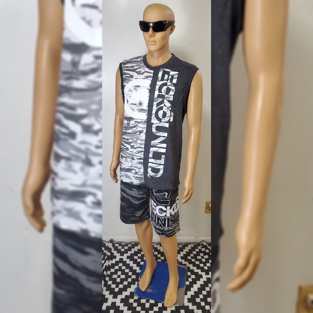 ECKO UNLTD TANK TOP MEN’S REGULAR FIT SLEEVELESS CREW NECK SIZE M BLACK MARLED