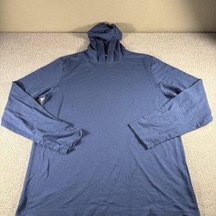 Travis Mathew Shirt Mens Large Blue Long Sleeve Hoodie Stretch Soft Tee