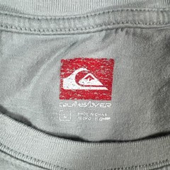 Quiksilver T Shirt Mens Large Heathered Gray Cotton Logo Print Straight Hem