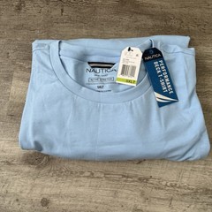 Nautica Pocket T-Shirt Mens Sz 5XLT Big Tall Noon Blue Short Sleeve Stretch NEW