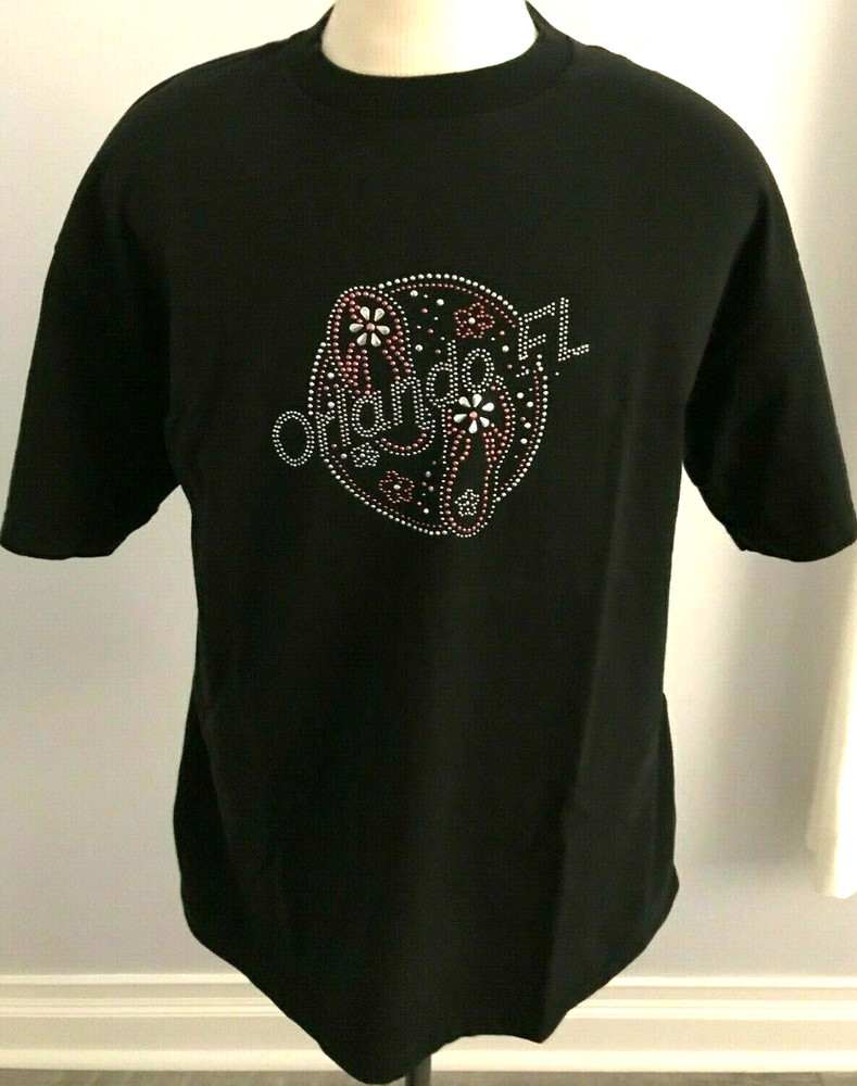 Vintage Orlando Florida Souvenir Adult T-Shirt Size: XL -Flip Flop Bead Applique