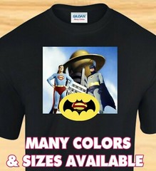 60’S BATMAN SUPERMAN – George Reeves, Adam West – CUSTOM T-SHIRT