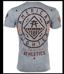 AMERICAN FIGHTER Heather Grey BIRCHWOOD Athletic Graphic T-shirt NWT