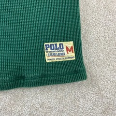 Vtg Polo Ralph Lauren Henley Mens Medium Green Waffle Knit Heavy Thermal