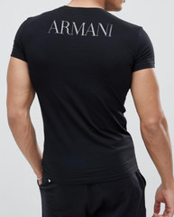 Emporio Armani Black Men’s T-Shirt Round Neck,Glossy print, Size M*L*XL*XXL,3XL