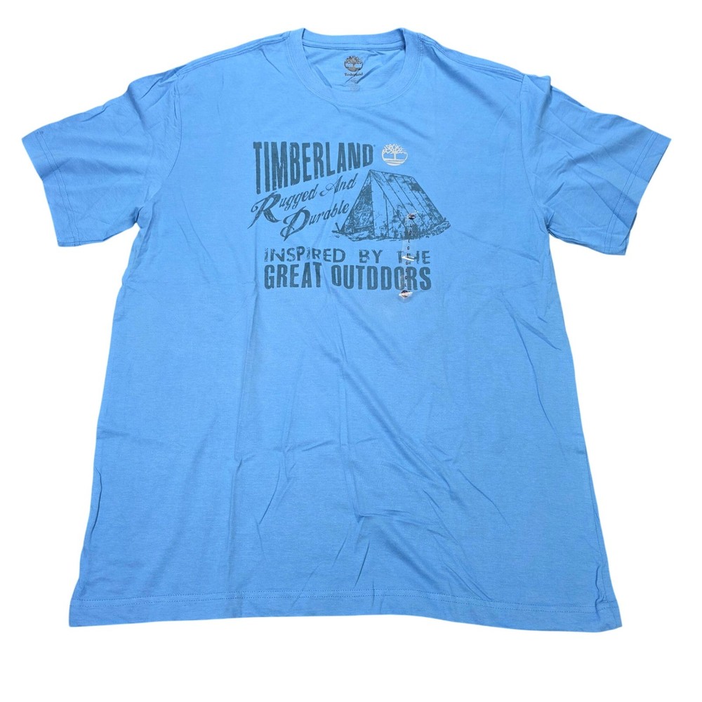 Timberland Great Outdoors Graphic T-Shirt Men’s Size L Blue Rugged & Durable NWT