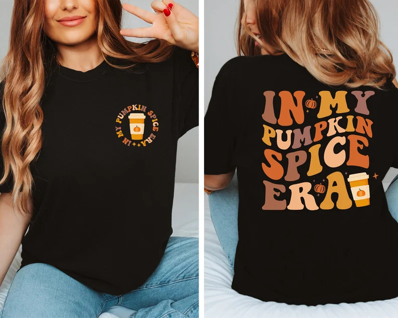In My Pumpkin Spice Era Autumn Holiday Thanksgiving Fall Unisex Black T-shirt XL