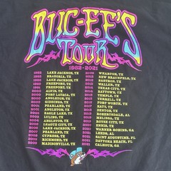 Buc-ees Tour 1982-2021 Hippie Double Sided Graphic Black T shirt Size Large