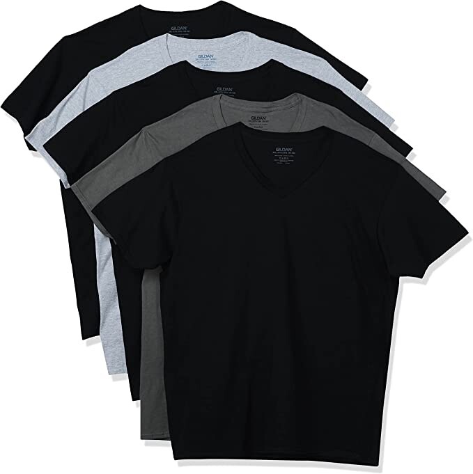 Gildan Tag Free V-Neck T-Shirts Cool Spire Mens Size Medium 5 Pack New