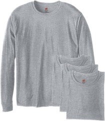 Men’s Long Sleeve Crewneck Cotton T-Shirt 4-Pack Midweight Soft Durable Tees