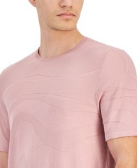 Alfani Men’s Tonal Wave Jacquard T-Shirt Rayon/Nylon Pottery Clay-Small