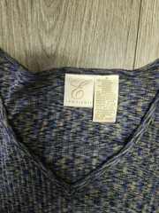 Emma James Men’s V-Neck Short Sleeve Knit Heathered T-Shirt Blue/Yellow M