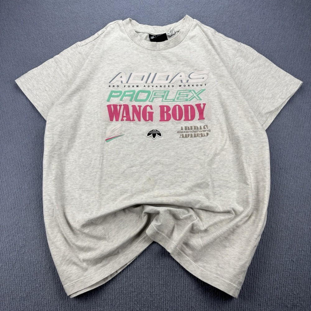 Alexander Wang x Adidas Men’s XL Boxy Oversized Graphic Tee Grey Pro Flex