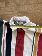 Vintage 90s Eddie Bauer Long Sleeve Striped Rugby Polo Shirt Men’s Size Medium