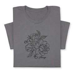 Peony Embroidered T-Shirt, Custom Color Floral Tee, Botanical Gift Shirt