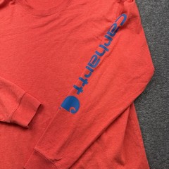 Carhartt Shirt Mens Medium Red Long Sleeve Logo Graphic Loose Fit K231 TK0231-M