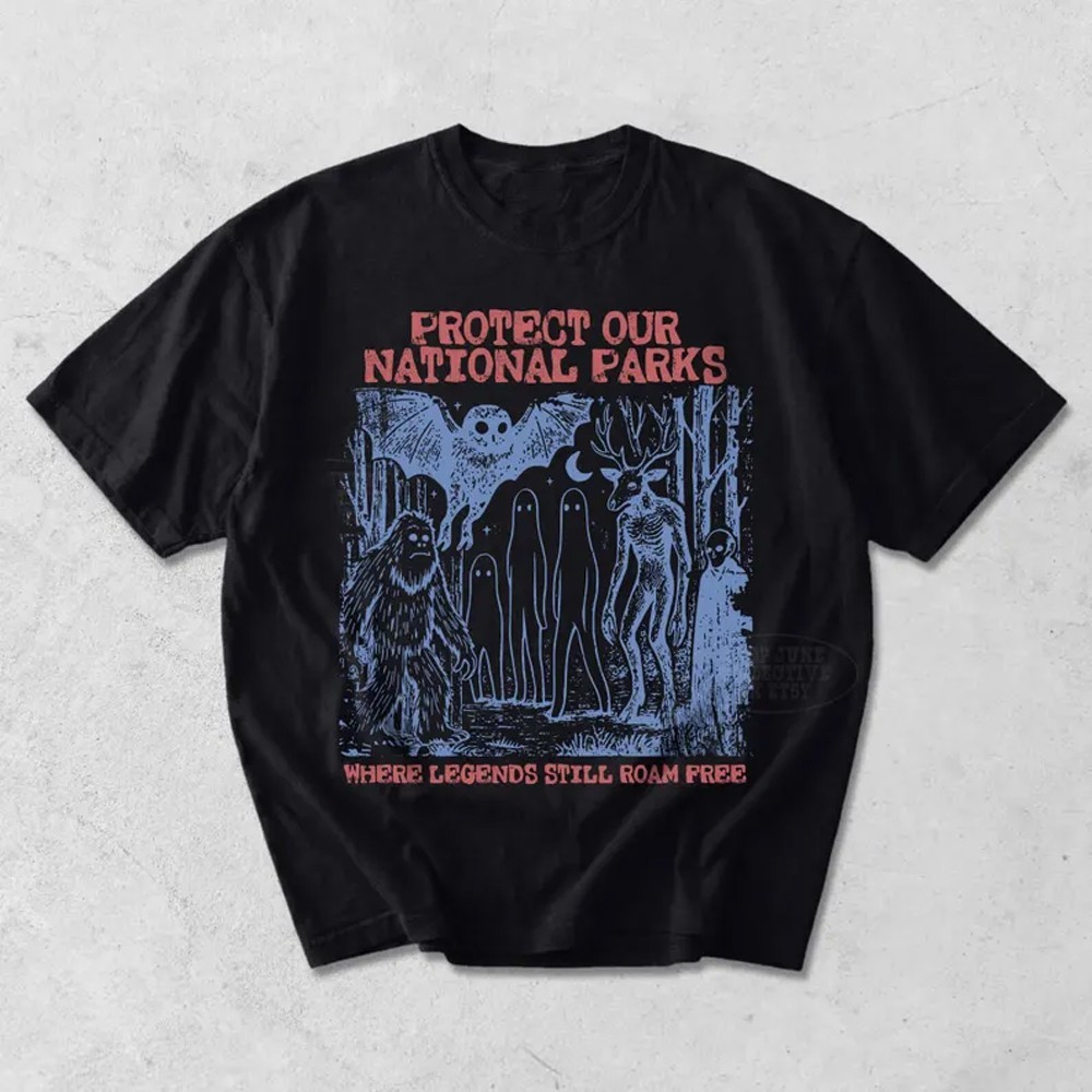 🔥Cryptid National Parks Shirt 90s Protect Our Parks Vintage Camping Hiking Tee