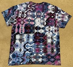 Handmade Ice Tie Dye T-Shirt Large Mens Womens Soft Cotton Blue Burgundy Glitch