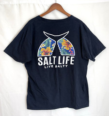 Salt Life Men’s Large Navy Blue Double Sided S/S Graphic Pocket T-Shirt Tee