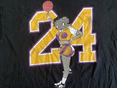 Brooklyn Vertical Betty Boop Sporting #24 Purple & Gold Black T Shirt size L