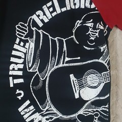 True Religion World Tour Buddha Graphic Raglan T-Shirt Black Red Size Medium