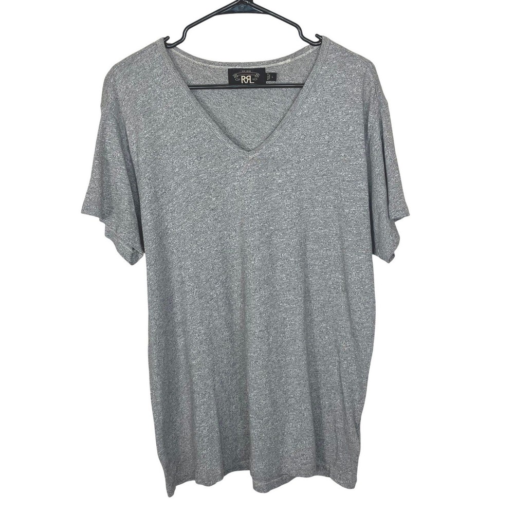 Double RL Ralph Lauren Short Sleeve Cotton V-neck Tee Heather Gray Men’s Large