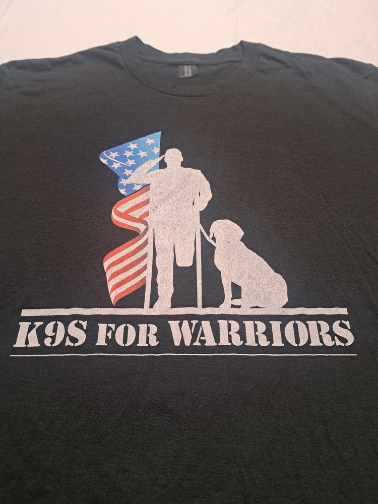 K9’s For Warriors T Shirt Size Large K9s Strong USA Flag Service Dog USA