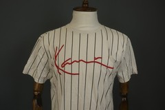 Karl Kani White Striped Short Sleeve Crew Neck Pullover Baseball T-Shirt Size S