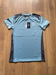Gym King Mens Performance Smoke Blue Contrast T Shirt Panel Short Sleeve