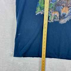 VTG Wolf Forest Tshirt Mens XL Navy Nature Mountains Outdoors Yellowstone 90s