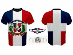 DOMINICAN REPUBLIC COAT OF ARMS FLAG MEN T-SHIRTS & FREE MASK CP BRAND