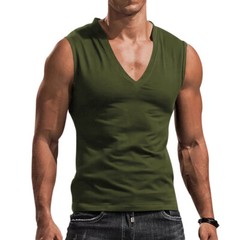 Mens Casual Camisole Sleeveless T-Shirt Solid Color V-Neck Vest Muscle Tank Tops